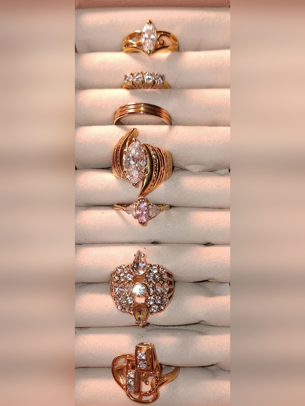 Gold-Tone Women's Rings Costume Jewelry Lot Of 7